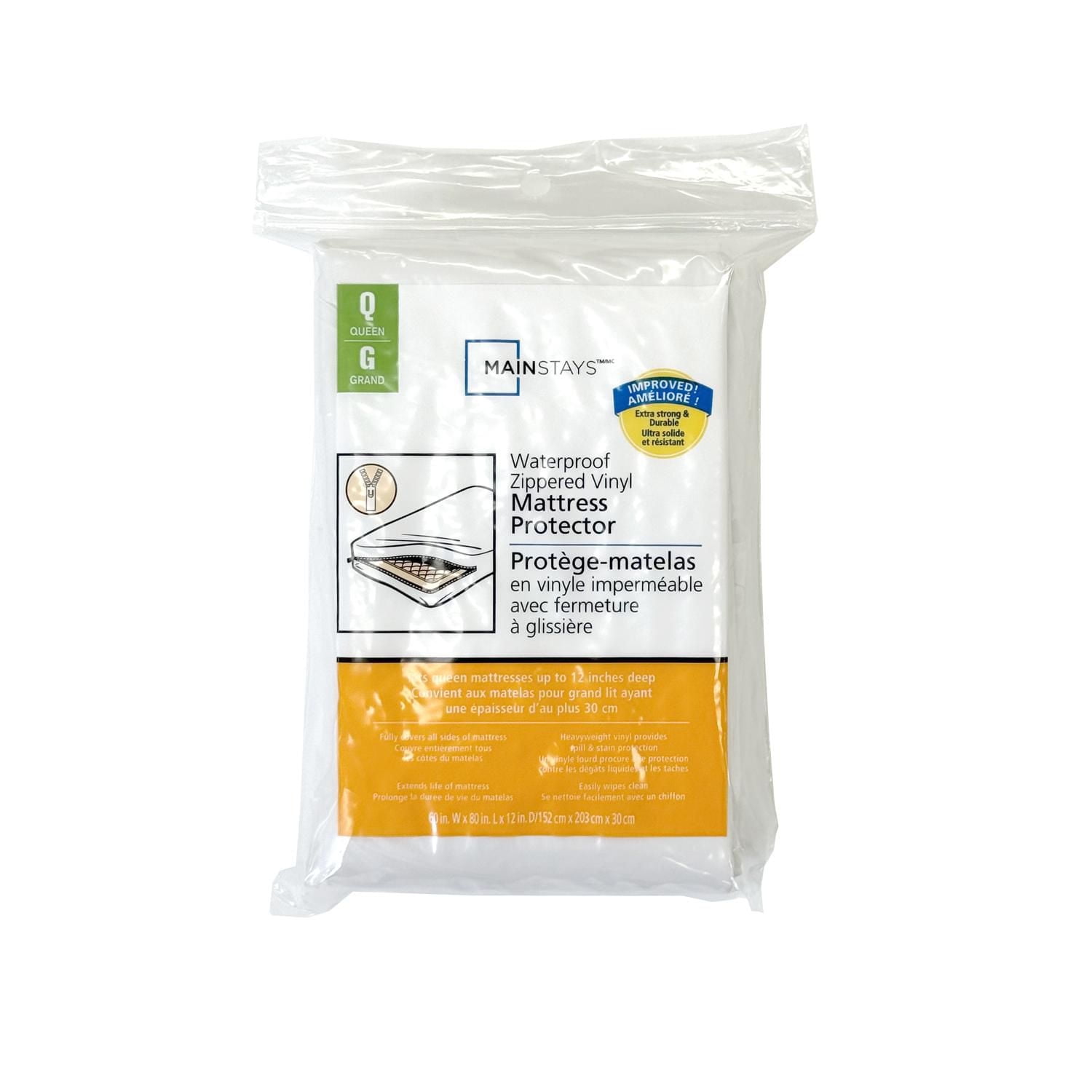 Mainstays Waterproof Zippered Vinyl Mattress Protector-Twin Size,Double Size,Queen Size, Mainstays Mattress Cover- Twin,Double,Queen Size