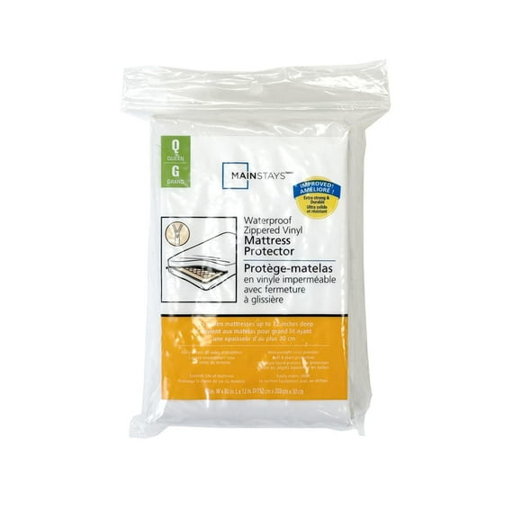 Mainstays Waterproof Zippered Vinyl Mattress Protector-Twin Size,Double Size,Queen Size