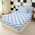 thumbnail image 2 of Erosebridal Modern Checkered Zipper Twin Comforter Sets with Fitted Sheet and 2 Pillowcases for Girls, Blue White Abstract Square Print Zipper Bedding Set, Black Reversible, 4-Piece, 2 of 7