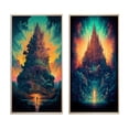 thumbnail image 2 of Designart "Dreamy Rainbow Landscape Ancient Temple Setting" Christianism Framed Wall Art Set Of 2 - Traditional Blue Frame Gallery Set For Office Decor, 2 of 6