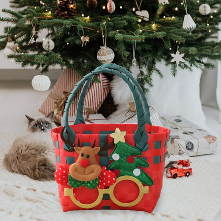 

IUYT6 Christmas Crochet Scarf Reindeer Vegetable Basket New Mink Bristle Woven Bag Christmas Tree Santa Claus foreign Trade Handbag Daily Gifts
