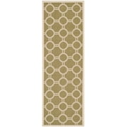SAFAVIEH Courtyard Ariel Geometric Circle Indoor/Outdoor Runner Rug, 2'3" x 6'7", Green/Beige