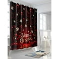thumbnail image 3 of Merry Christmas Shower Curtain Set, Waterproof Shower Curtains for Bathroom, Vintage Red Ball Xmas Snowflakes Holiday Washable Fabric Cloth Bath Curtain for Bathtub Decoration with Hooks 60x72 Inches, 3 of 6