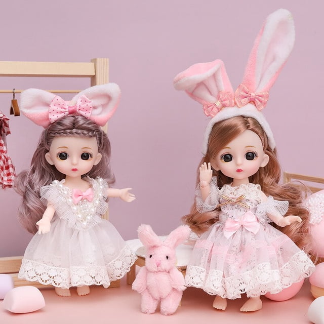 Princess Doll Toy 13 Movable Joints Mini Doll Girl Toy 3D Eye Makeup Doll with Clothes heqiyong toy