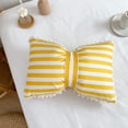thumbnail image 6 of Stripe Bow Velvet Lumbar Pillow 50x33cm, High Elastic Filled Soft Plush Decorative Throw Pillow, Removable Washable for Couch Bed Sofa Bay Window Car Living Room Bedroom Home Decor, Yellow-B, 6 of 7