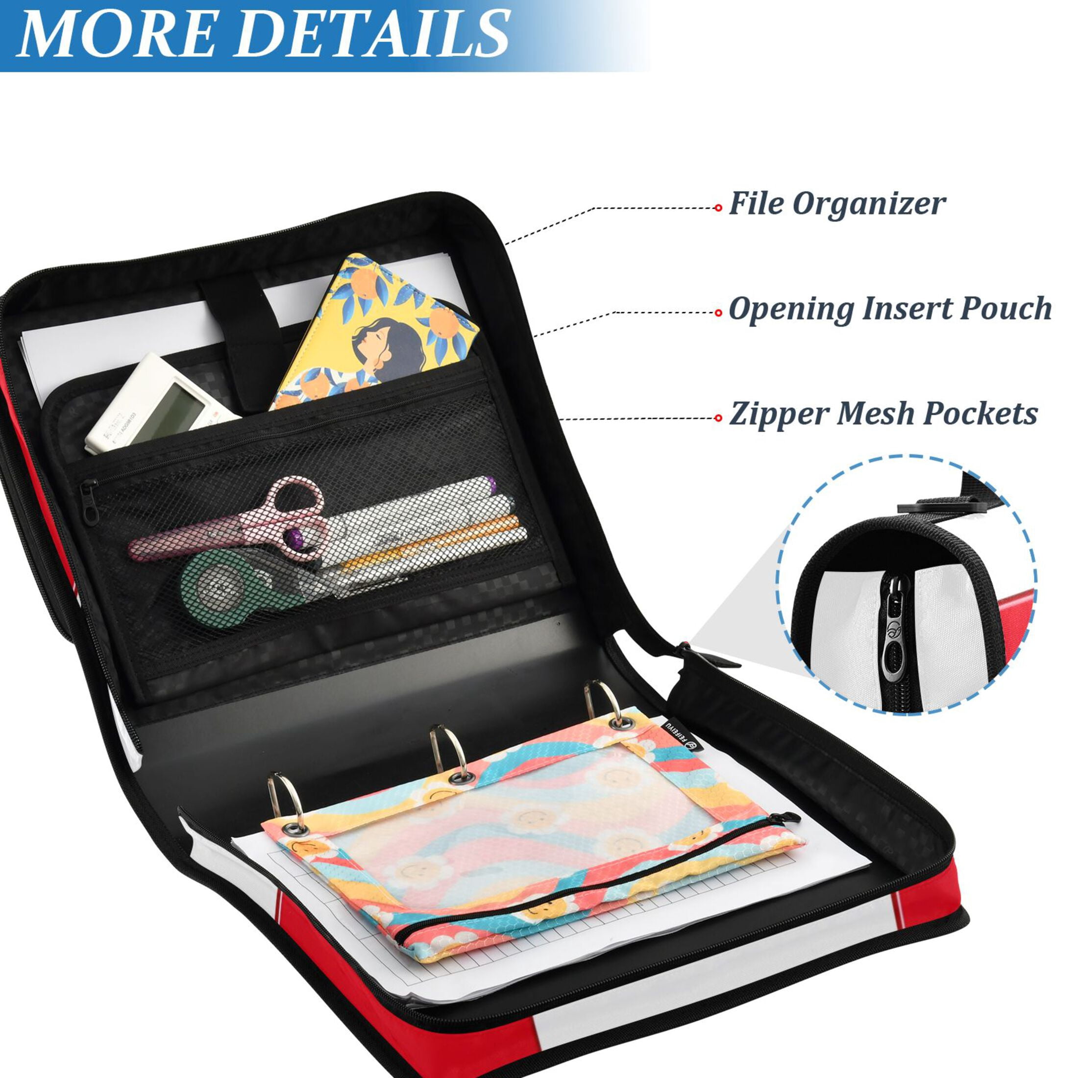 ALAZA Zipper Binder Checkered Grid-t9 3 Ring Trapper Keeper File Folder Organizer Bag