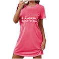 thumbnail image 3 of Valentine's Day Nightgown for Woman Short Sleeve Night Dress Heart Printed Sleepshirt Cute Holiday Sleepwear Soft Nightwear XL, 3 of 6