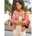thumbnail image 4 of Chaquetas Informales de con Cremallera para Mujer, Chaqueta Holgada Estilo Bohemio, de Larga, con Estampado de Hojas de Árbol Color Mixto 3 L, 4 of 9