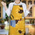 thumbnail image 6 of Yellow Sunflower Pattern Apron-Garden Aprons for Women with Pockets-Cotton Linen Waterproof Kitchen Cooking Gardening Aprons Adjustable for Kitchen,Cooking,BBQ and Salon 33x27 Inch, 6 of 7