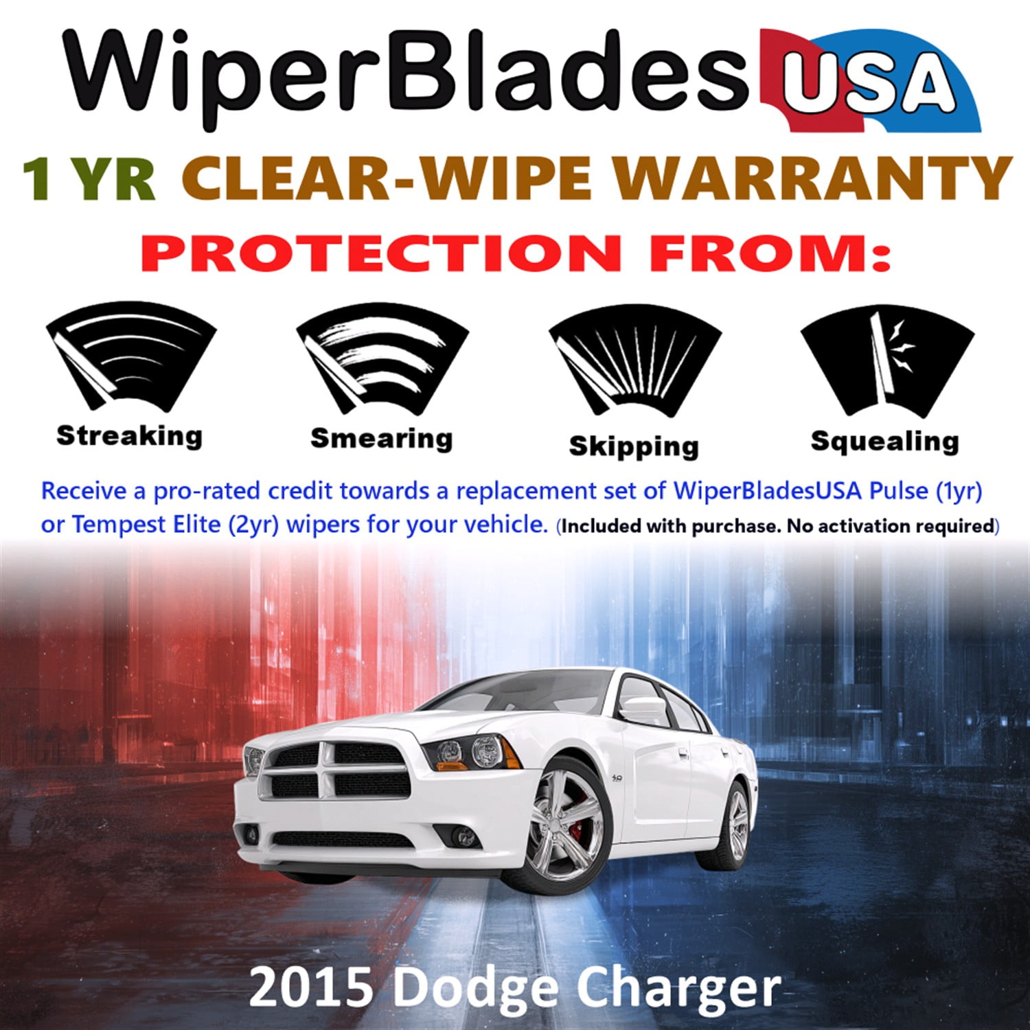 2015 Dodge Charger Beam Wiper Blades Wipers w/1yr Warranty (Set of 2)