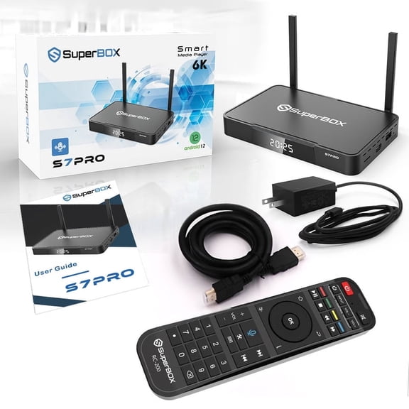Super Box S7 Pro 2026,6k HD Smart TV Box with Parental Control Time,Voice Remote Control