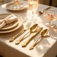 thumbnail image 4 of Vintage Silverware Set Embossed Dining Utensils Stainless Steel Carved Cutlery For Wedding Restaurant Home Gold 4 Pieces, 4 of 6
