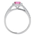 thumbnail image 3 of Aonejewelry 2.50 Ct. Ttw Diamond and Emerald Shaped Pink Topaz Ring in 10K White Gold, 3 of 4