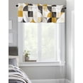 thumbnail image 4 of Kitchen Cafe Valance Curtain for Small Windows,Medieval Geometric Rod Pocket Short Valances Grey Brown Abstract Color Blocks Window Treatment Panel for Living Room/Bedroom/Bathroom,42x18in, 4 of 9