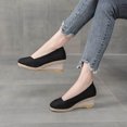 thumbnail image 2 of Fesfesfes Womens Wedges Womens Summer Shallow Wedge Heels Pointed Straw Woven Linen Shoes 4.5(35), 2 of 6