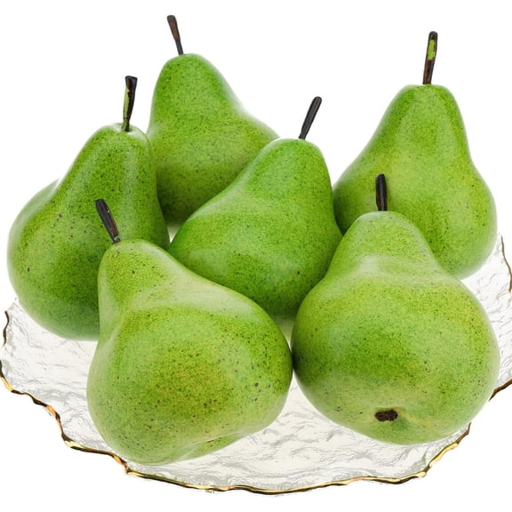 Mictong simulation fruit realistic fake pear person fake fruit realistic home decoration suitable for restaurant desk center decoration fruit decoration, green, 6 pieces
