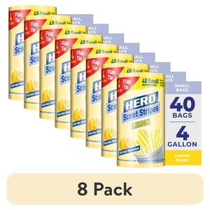 Hero Scent Stripes 4-Gallon Lemon Trash Bags, 40 Count