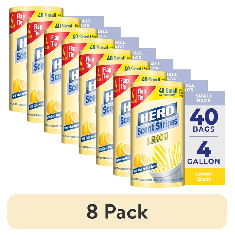 Hero Scent Stripes 4-Gallon Lemon Trash Bags, 40 Count photo 1