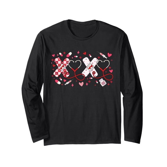 Cute Nurse XOXO Stethoscope Heart Long Sleeve for Valentine's Day Gift