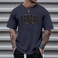 thumbnail image 2 of NinXxx Men's Oversized City Print Crew Neck Loose Casual Sports Tee Navy M, 2 of 5