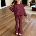 thumbnail image 7 of Grblisyd Girls 2 Piece Outfit Kids Fall Winter Leopard Print Sweatshirt Tops and Trendy Bell Bottom Pants Set Back to School Clothes, 7 of 7