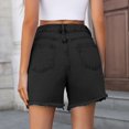thumbnail image 6 of LWavelet Women's Flower Decor Denim Shorts Frayed Casual Summer Shorts Blue,Black XS,S,M,L, 6 of 9