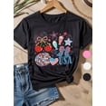 thumbnail image 1 of Girls Red White And Blue Short Sleeved T Shirt Independence Themed Clothing White And Black to Choose from 1pc Summer Comfortable And Breathable Cotton Tee, 1 of 7