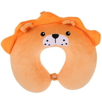 Worgeous Kids Neck Pillows For Stuffed Animal Neck Chin Support Pillow Kids Road Trip Head Rest Soft Velvet Firm Kids Neck Pillow For Travel Toddler Girl Boy Orange