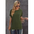 thumbnail image 4 of Women's Green Round Neck Short Sleeve Solid Color Tee, 4 of 7