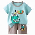 thumbnail image 4 of NOLDARES Toddler Boy Summer Play Clothes Set Short Sleeve Truck Tee Elastic Waist Shorts 6 12 18 24 Months Blazer,5-6 Y, 4 of 4