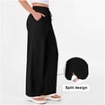 thumbnail image 6 of RYRJJ Linen Palazzo Pants for Women Plus Size High Waist Wide Leg Split Hem Casual Lounge Pants Summer Vacation Trousers(Black,4XL), 6 of 8
