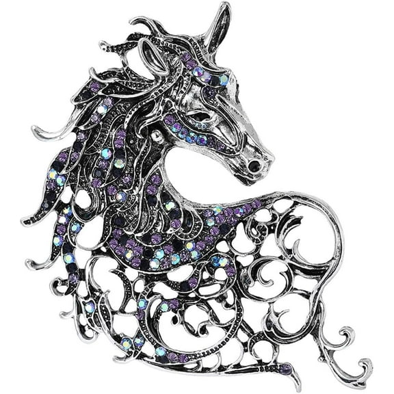 Horse Brooch for Women and Men Rhinestone Enamel Zircon Horse Pin Animal Lapel Pin Christmas Birthday Holiday Gift for Family and Friends