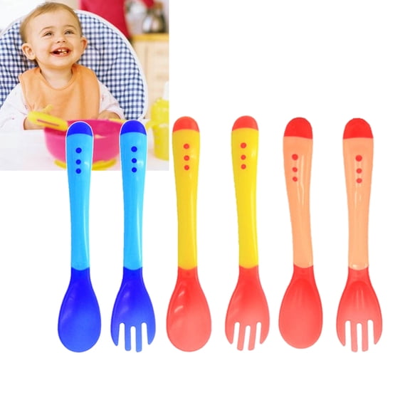 ETHZZLE Baby Feeding Spoons Set of 6 with Temperature Sensitive Color Change, Infant Utensils for Mealtime