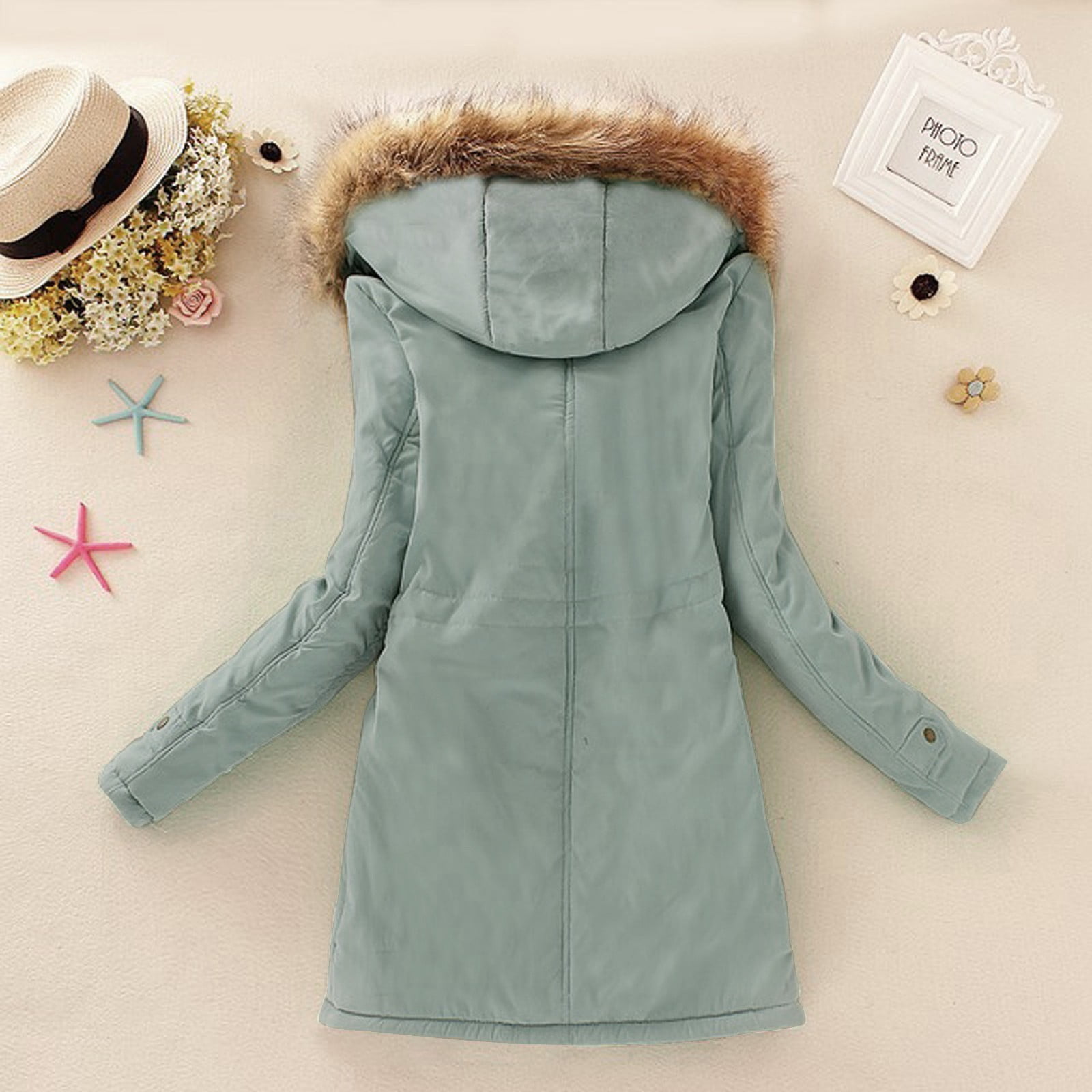 BKQCNKM Winter Jackets for Women Ski Jacket Women's Warm Thickened Overcoat  Warm Trendy Winter Fleece Fashion Lined Hooded Snow Coat Jacket Outwear