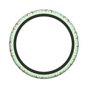 XMXY Car Steering Wheel Cover, Colorful Butterflies Flower Non-Slip Jeep Truck Universal Elastic Steering Wheel Protector 15 inch