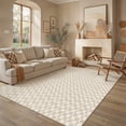 thumbnail image 3 of BERTHMEER 9'x12'Large Area Rugs for Living Room Modern Checkered Plaid Rugs Soft Faux Wool Bedroom Office Dining Room Farmhouse Geometric Contemporary Washable Non Slip Rugs Carpets, Beige, 3 of 6