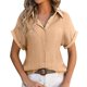 thumbnail image 1 of Camisa informal de manga corta holgada con botones, estampado floral y transparente en blanco, poliéster, tallas S-XXL, posición aleatoria, 1 of 6