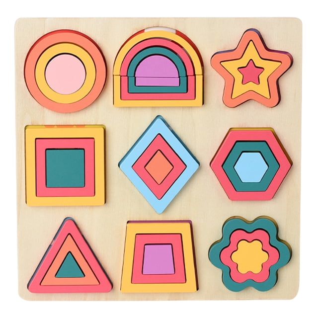Juego de mesa de rompecabezas geométrico de madera para preescolar, aprendizaje de colores, formas geométricas, rompecabezas de combinación, juguete educativo para niños y niñas.