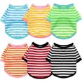 thumbnail image 1 of 6 Piezas Camiseta a Rayas para Perros Camisa para Perros Ropa Transpirable para Mascotas Sudadera Colorida para Cachorros Ropa para Perros pequeños a medianos Cachorros L, 1 of 5