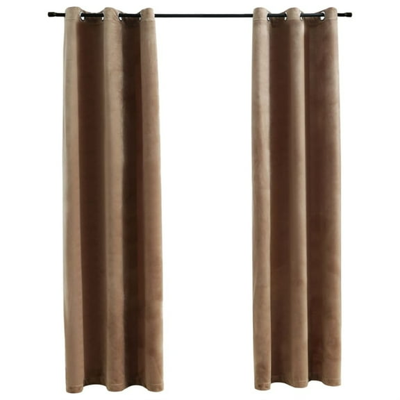 Casafoyer Blackout Curtains with Rings 2 pcs Beige 37"x63" Velvet