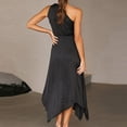 thumbnail image 5 of Vestido Largo De Verano Para Mujer Vestidos de fiesta de cóctel Vestido de satén de un hombro con cinturón Traje de diario de corte holgado Cgtredaw Para estrenar, 5 of 5