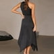 thumbnail image 5 of Vestido Largo De Verano Para Mujer Vestidos de fiesta de cóctel Vestido de satén de un hombro con cinturón Traje de diario de corte holgado Cgtredaw para Mujer Negro T S, 5 of 5