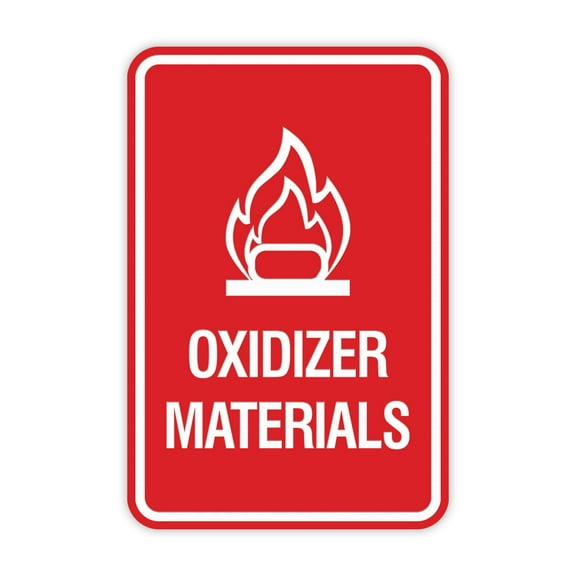 Signs ByLITA Portrait Round Oxidizer Materials Sign (Red) - Large