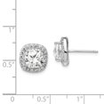 thumbnail image 3 of Cheryl M 925 Sterling Silver Rhodium-plated Rose-cut CZ Princess Square Post Earrings; for Adults and Teens; for Women and Men, 3 of 3