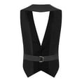 thumbnail image 5 of iiniim Kids Boys Lapel V Neck Button Up Formal Tuxedo Suit Vest Halter Waistcoat Backless Tank Top Black 10, 5 of 6