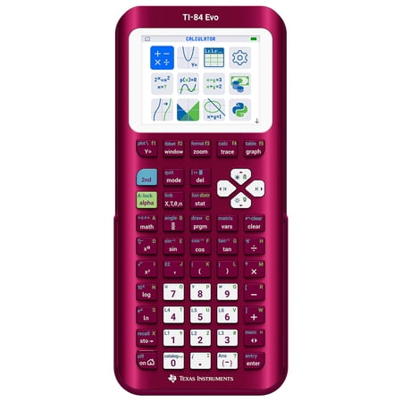 TI-84 Evo Graphing Calculator with Python for College, High School, and Middle School Students, Raspberry Metallic