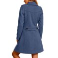 thumbnail image 5 of VEKDONE Womens Pea Coat Notch Lapel Double Breasted Trench Coats Relaxed Fit Button Cuffs Side flap Pockets Overcoat Business Casual Fall Winter Outerwear, 5 of 7