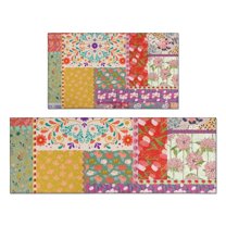 Pioneer Flower Floral Print Pattern Kitchen Rugs Sets Of 2,Anti Fatigue Kitchen Mat Rugs Non Slip Washable,Decorative Kitchen Floor Mats for Kitchen,Sink,Laundry,17"x30" 17"x47"