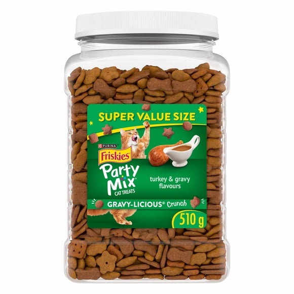 Purina Friskies Party Mix Gravy-licious Crunch Turkey and Gravy, Cat Treats, 510 g