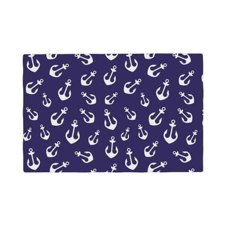 

Table Placemats Set of 4 - cute White anchor darkblue 12x18 In Faux Linen Double Heat Resistant Place Mats Cloth Indoor/Outdoor Placemats Washable Table Mats for Dining Kitchen Party